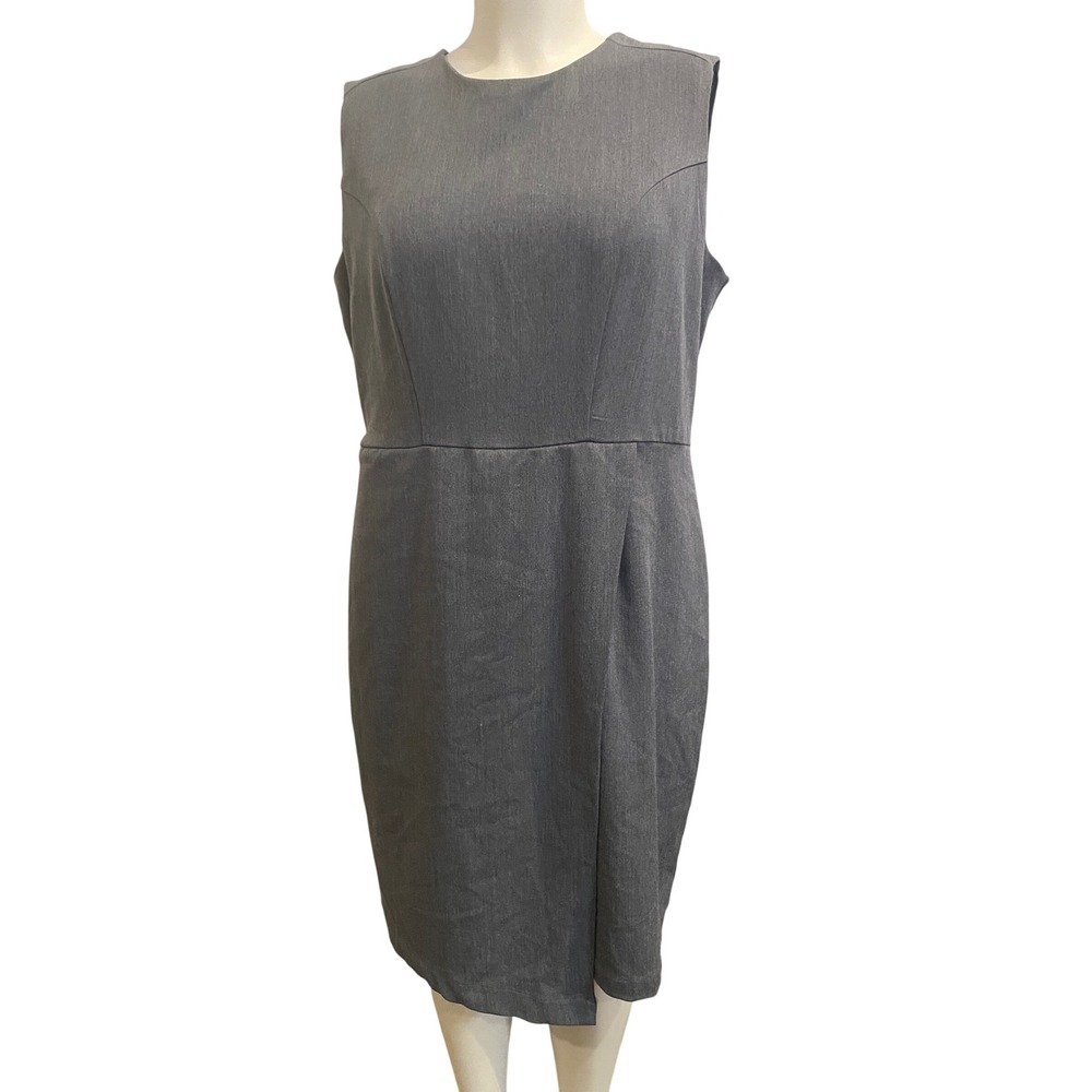 Merona Womens Gray Sleeveless Faux Wrap Sheath Career Dress Size 18 RN17730